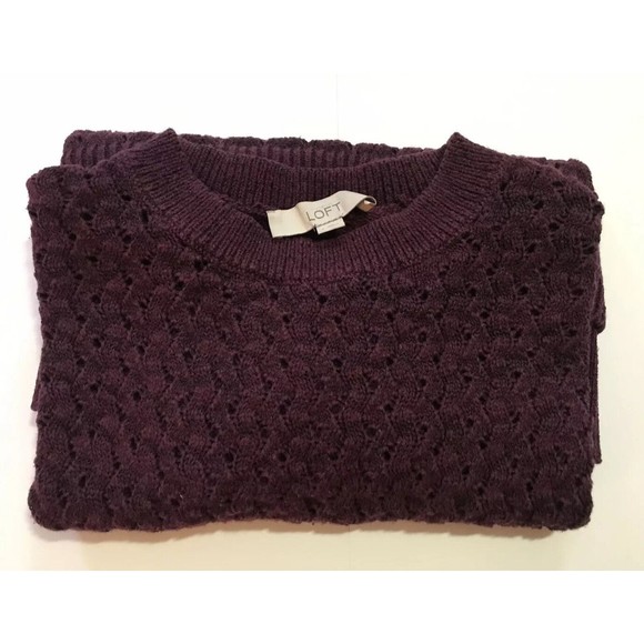 Ann Taylor LOFT Long Sleeve Pullover Knit Sweater Hi Low Hem Burgundy Small S - Picture 6 of 12